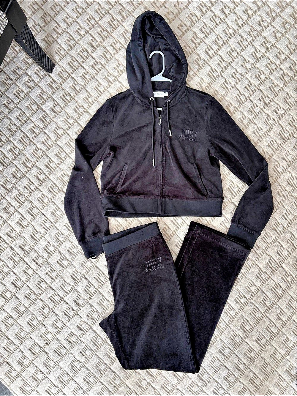 Juicy Couture Velour Tracksuit Set Black Size Large